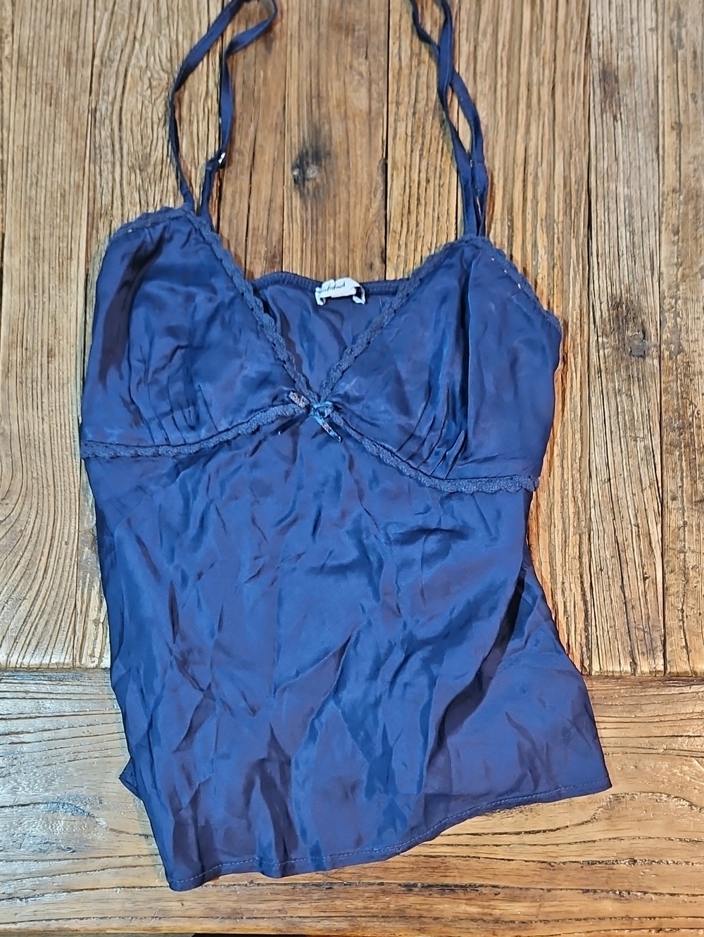 Subdued Navy Blue Lace Trim Babydoll Camisole Top Size 6
